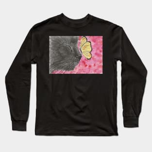 black cat face butterfly Long Sleeve T-Shirt